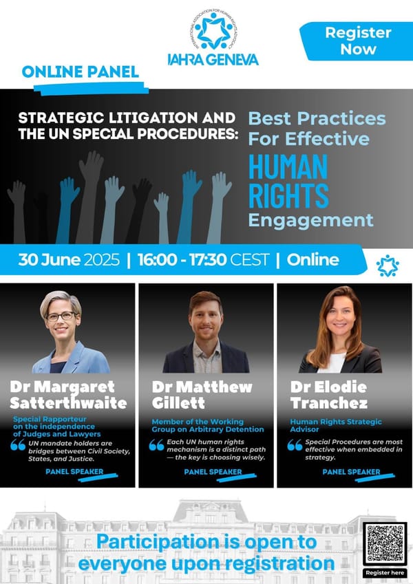 Online Panel: Strategic Litigation and the UN Special Procedures: Best Practices for Effective Human Rights Engagement
